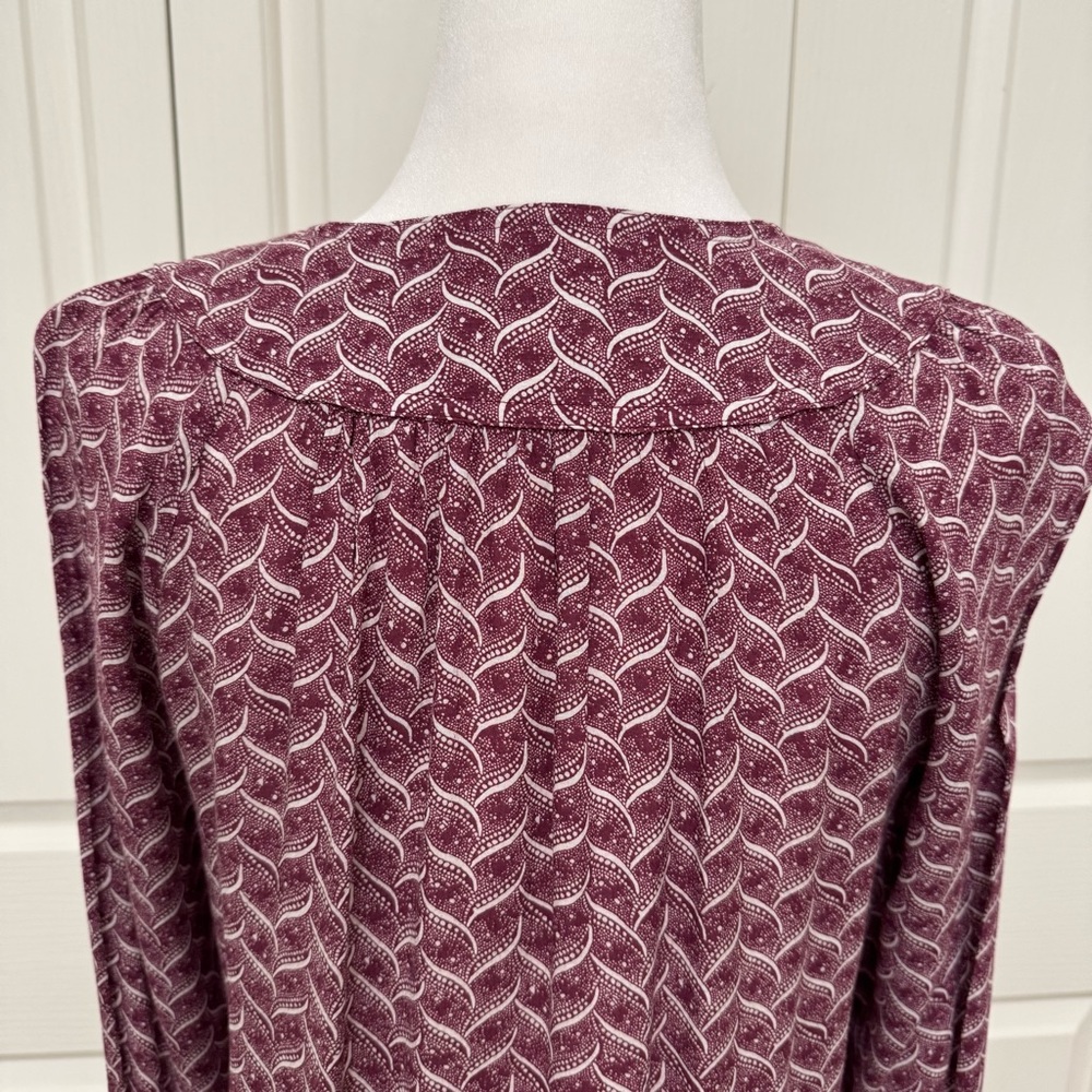 Anthropologie Maeve Orli Purple Geo Print Bibbed Rayon Blouse XS - Picture 13 of 17